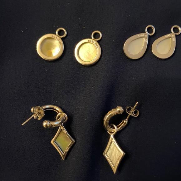 Honora Silver earrings with mother of pearl  charms. - Picture 2 of 2